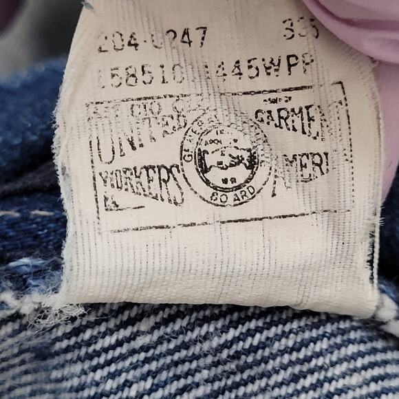 Vintage 70s LEE Whiskered Jeans 35x28 Dark-Wash Talon-Zip - Picture 7 of 16